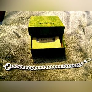 Gucci Mens Sterling Silver Bracelet